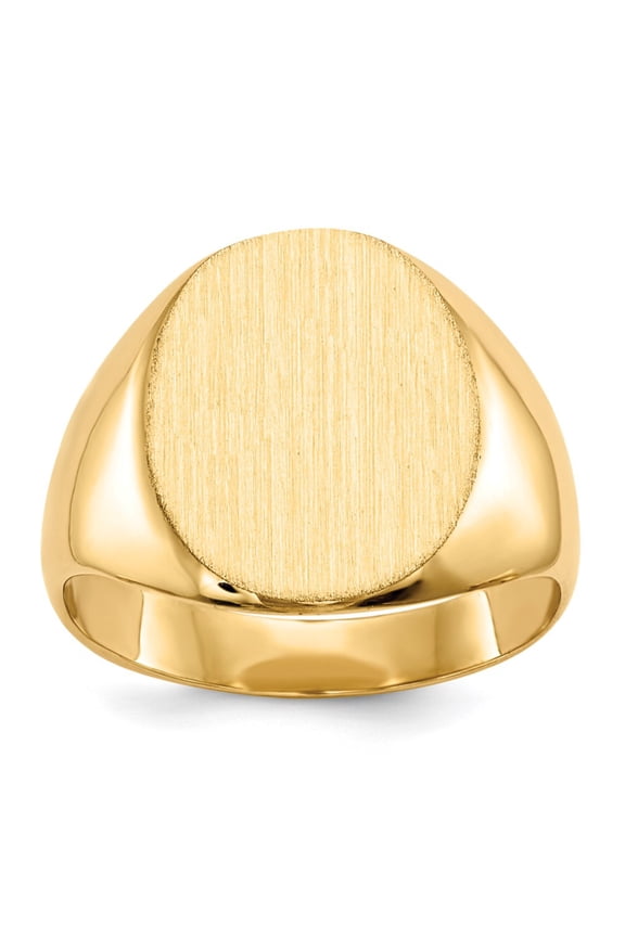 14k 12.0x13.5mm Oval Closed Back Signet Ring RS142
