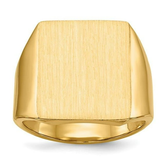 Finest Gold 14K Yellow Gold 15 x 17 mm Closed Back Mens Signet Ring - Size 10