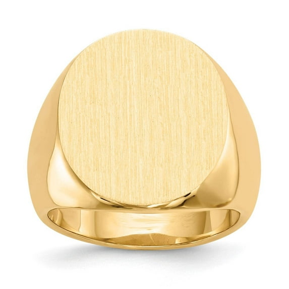 14k Yellow Gold Brushed Polished Solid Back Mens Signet Ring Size 10 Ring for Men - 26.0 Grams