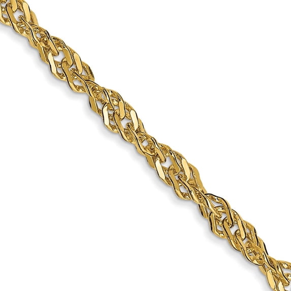 14k Yellow Gold Polished Lobster Claw Closure 2.75mm Hollow Singapore Chain Necklace 18 Inch Chain Necklace for Women an