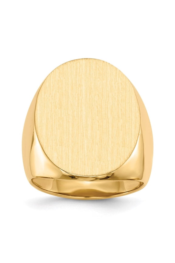 14k Yellow Gold Solid Brushed Polished Mens Signet Ring Size 10 Ring for Men - 11.4 Grams