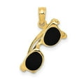 thumbnail image 1 of 14k Yellow Gold Solid Polished Finish 3-Dimensional Black Enameled Moveable Sunglasses Charm Pendant, 1 of 4