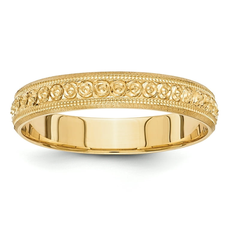 14K Yellow Gold 3mm Polished & Etched Wedding Eternity Band 14K Yellow Gold 3mm Polished & Etched Wedding Eternity Band