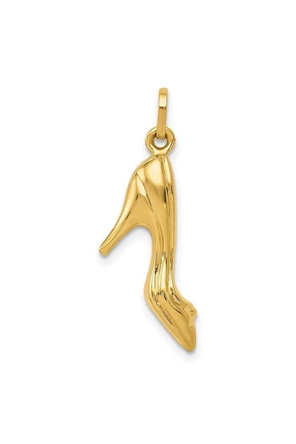 14K Yellow Gold 3D High Heel Shoe Charm