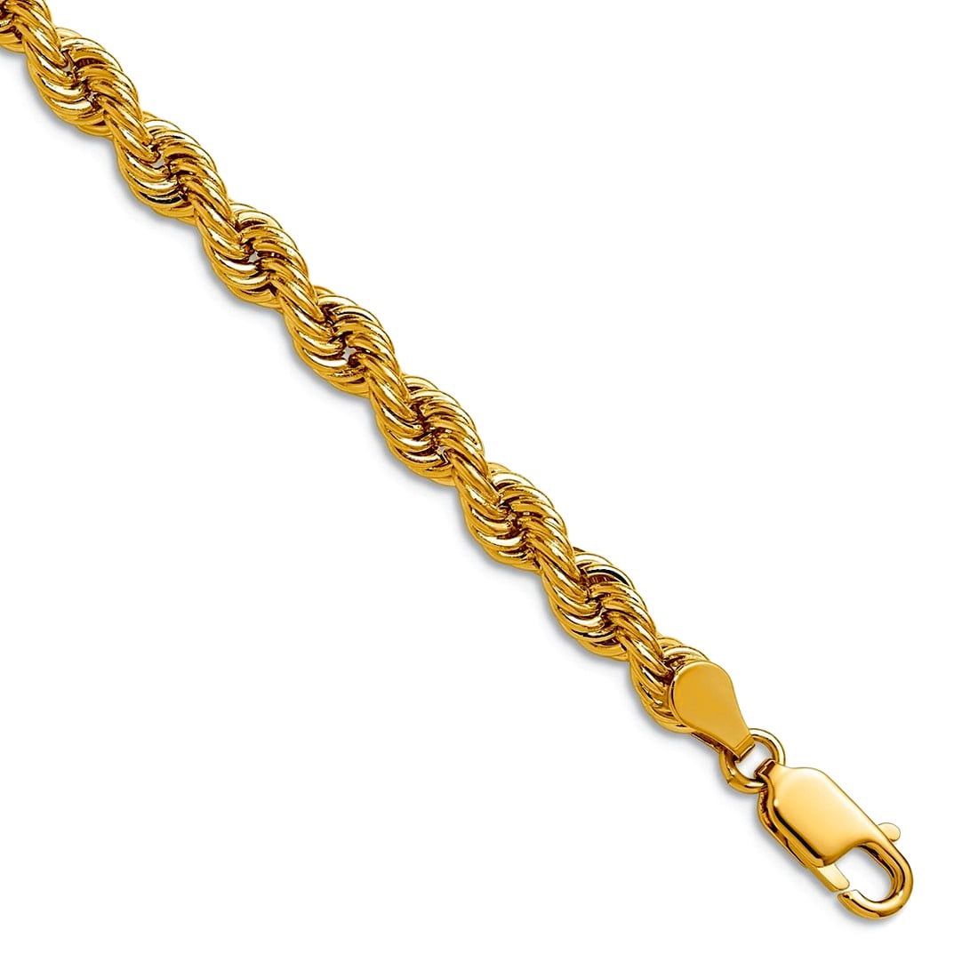 Regular Gold Chain 14k Yellow Gold Solid 5mm Handmade Regular Rope Chain Necklace 24 Inch ...