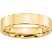 Finest Gold 14K Yellow Gold 5 mm Standard Flat Comfort Fit Band, Size 11.5