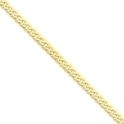 FINEST GOLD The Black Bow Men's 6.25mm 14K Yellow Gold Solid Beveled Curb Chain Bracelet, 8 Inch