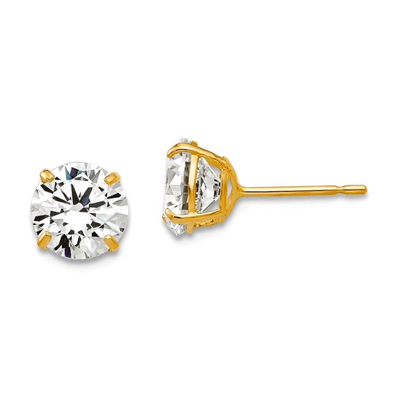 Finest Gold 14K Yellow Gold 6 mm Round CZ Post Earrings