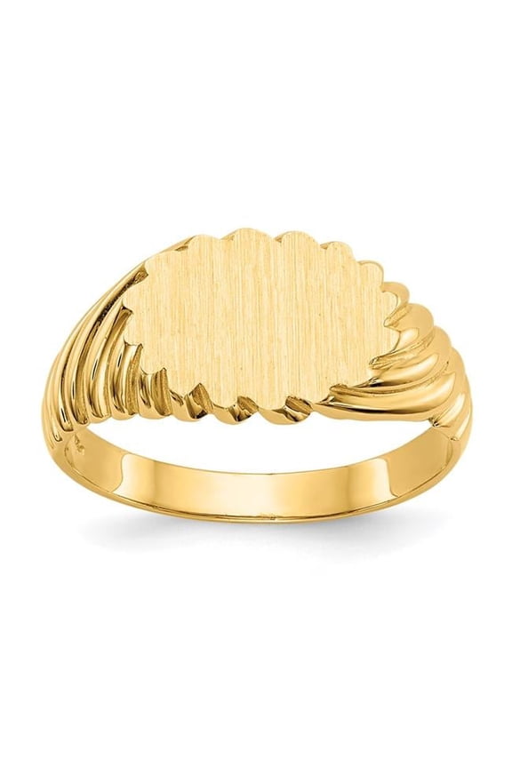 14K Yellow Gold 7.5 x 10 mm Open Back Signet Ring - Size 5