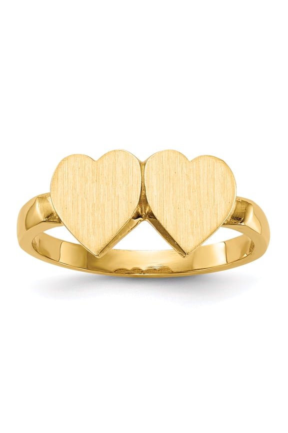 14K Yellow Gold 7.5 x 7.5 mm Open Back Heart Signet Ring - Size 6