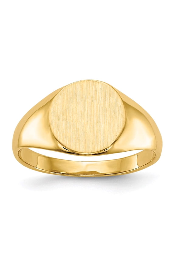 14k 9.5x8.5mm Round Closed Back Signet Ring RS275