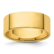 JEWELRYPOT 14k Yellow Gold 8mm Lightweight Flat Wedding Band Size 6.5 FLL080