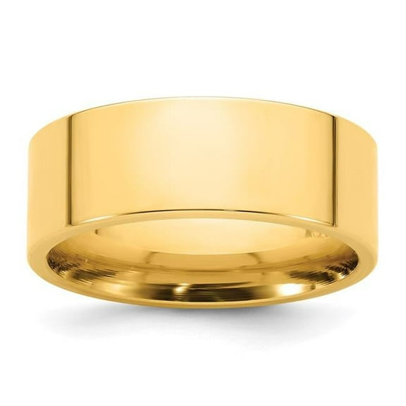 14k Yellow Gold 8mm Standard Weight Flat Comfort Fit Wedding Band Size 6.5 FLC080