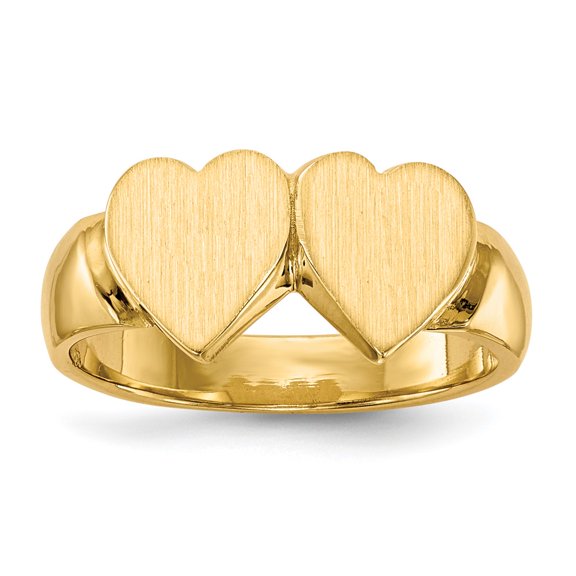 14k 8.0x8.0mm Closed Back Double Heart Signet Ring RS518