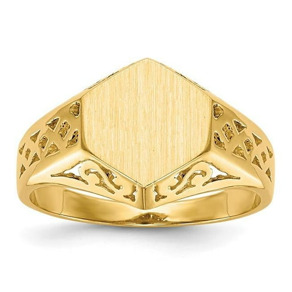 Finest Gold 14K Yellow Gold 9.5 x 8.5 mm Open Back Signet Ring - Size 5