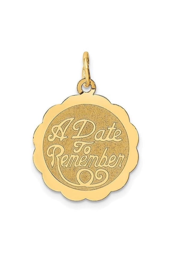 14K Yellow Gold A Date To Remember Disc Charm