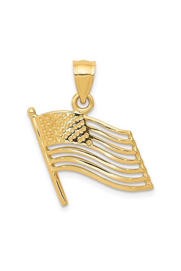 14K Cut-out American Flag Pendant K2805