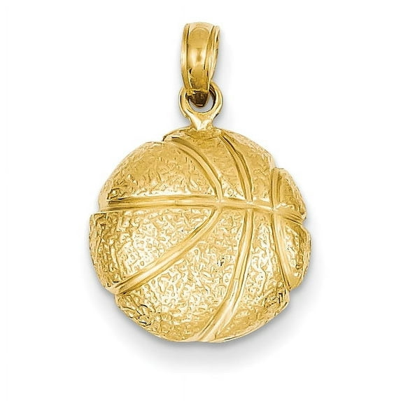 14k Yellow Gold Basketball Charm Pendant