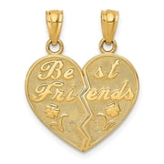 14k BEST FRIENDS Heart with Flower 2-Piece Break-Apart Pendant C4024