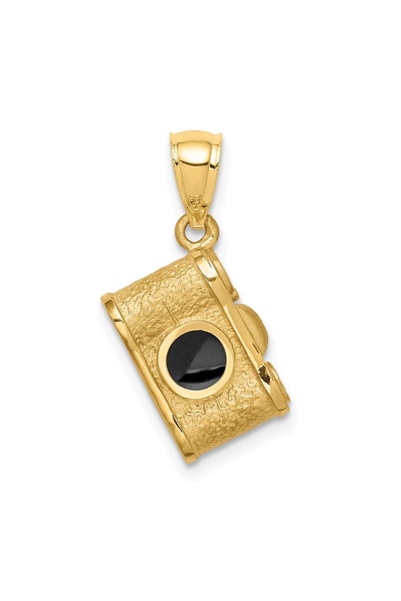 14K Brushed Polished and Enameled Camera Pendant D4610