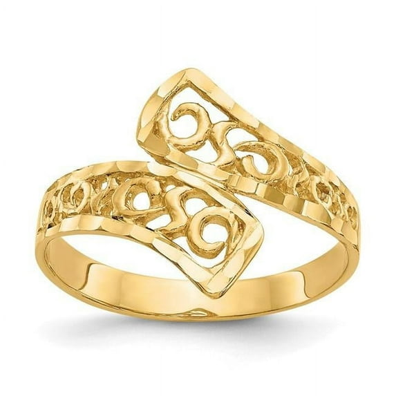 Finest Gold 14K Yellow Gold By-Pass Lace Diamond-Cut Ring - Size 7