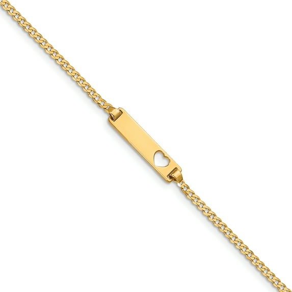 Finest Gold 14K Yellow Gold Cut-Out Heart Curb Link ID 6 in. Bracelet
