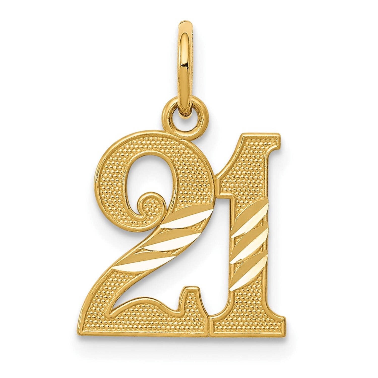 14k Yellow Gold Diamond Cut 21 Charm Pendant - Walmart.com