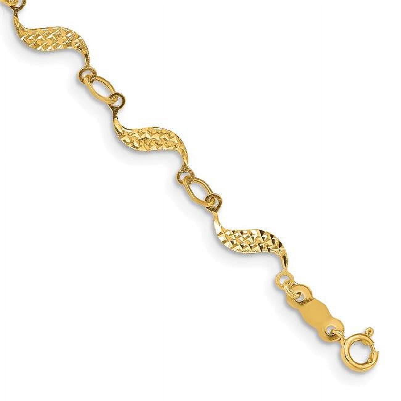 Finest Gold 14K Yellow Gold Diamond Cut 7.5 in. Fancy Chain Bracelet with Spring Ring Clasp Walmart