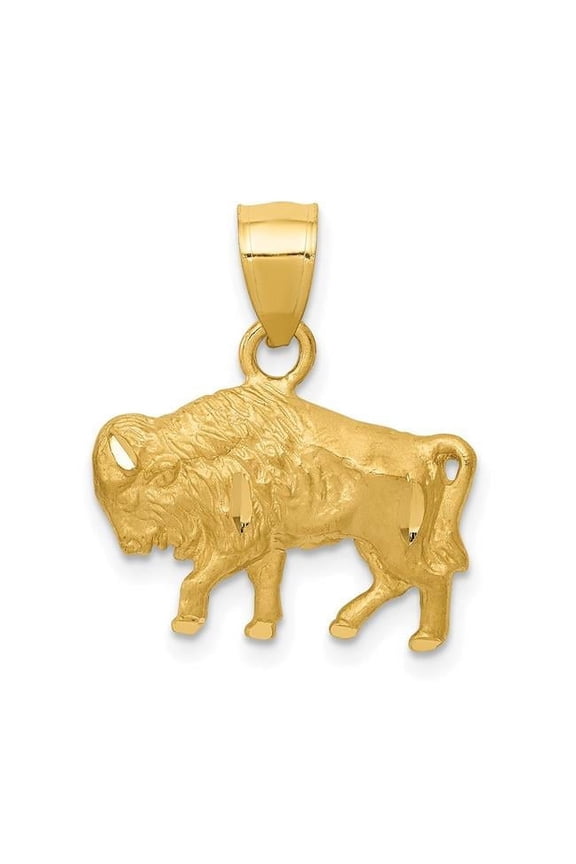Finest Gold 14K Yellow Gold Diamond-Cut Buffalo Pendant