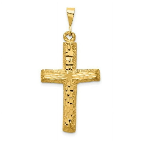 Finest Gold 14K Yellow Gold Diamond-Cut Cross Charm