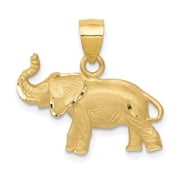 The Black Bow 14k Yellow Gold Diamond Cut Trumpeting Elephant Pendant