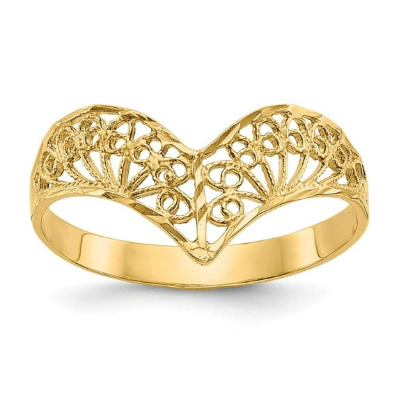 Finest Gold 14K Yellow Gold Diamond-Cut Filigree Ring - Size 7