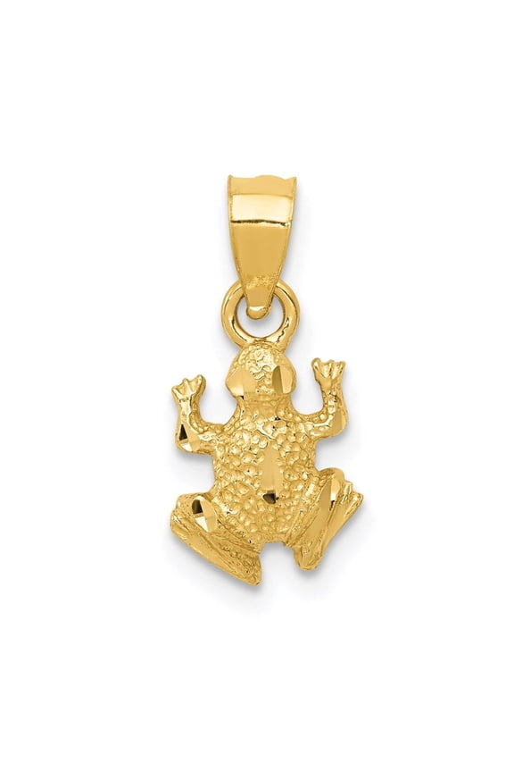 Finest Gold 14K Yellow Gold Diamond-Cut Frog Pendant