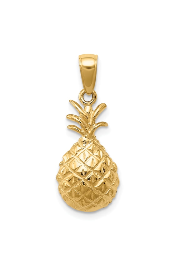 Finest Gold 14K Yellow Gold Diamond-Cut Pineapple Pendant