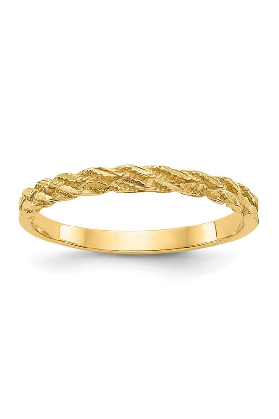 Finest Gold 14K Yellow Gold Diamond-Cut Rope Ring - Size 7