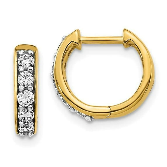 Finest Gold 14K Yellow Gold Diamond Hinged Hoop Earrings