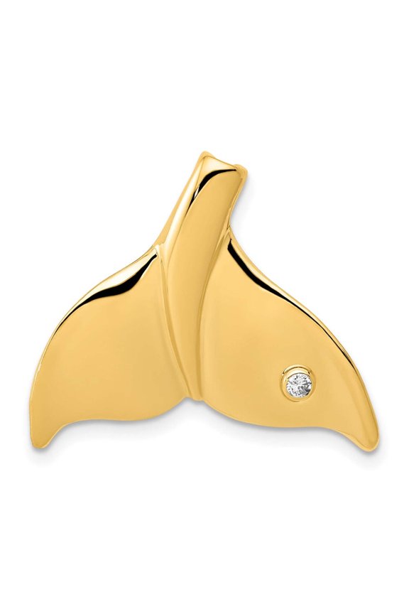 Finest Gold 14K Yellow Gold Diamond Whale Tail Slide