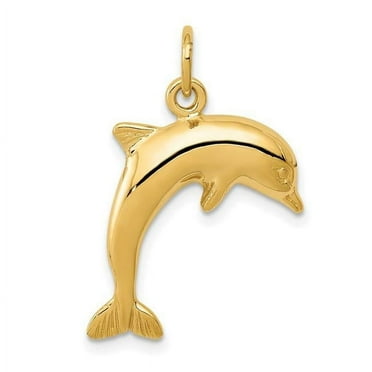 Finest Gold 14K Yellow Gold Dolphin Charm