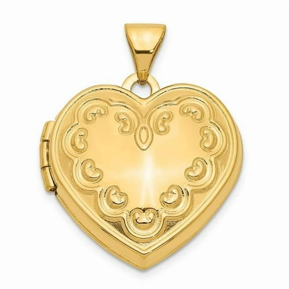 14k Yellow Gold Polished Holds 2 photos Domed Love Heart Locket 23.7x18.7mm Wide-Locket Necklace for Women