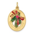 thumbnail image 1 of 14k Yellow Gold MERRY CHRISTMAS Mistletoe with Stone Pendant, 1 of 2