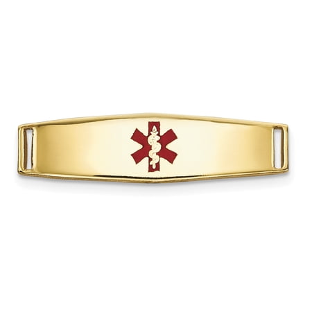 Finest Gold 14K Yellow Gold Epoxy Enameled Medical ID Center Soft Diamond Shape No.813 Plate