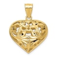 thumbnail image 1 of 14k Yellow Gold Polished D.C Finish 3-D Fancy Heart Design Pendant, 1 of 5