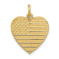 thumbnail image 1 of 14k Yellow Gold Polished Textured Finish U.S.A Flag in Heart Shape Design Charm Pendant, 1 of 2