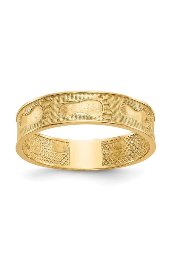 Finest Gold 14K Yellow Gold Footprints In The Sand Ring - Size 6