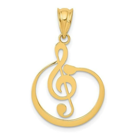 Finest Gold 14K Yellow Gold G Clef Musical Note Pendant