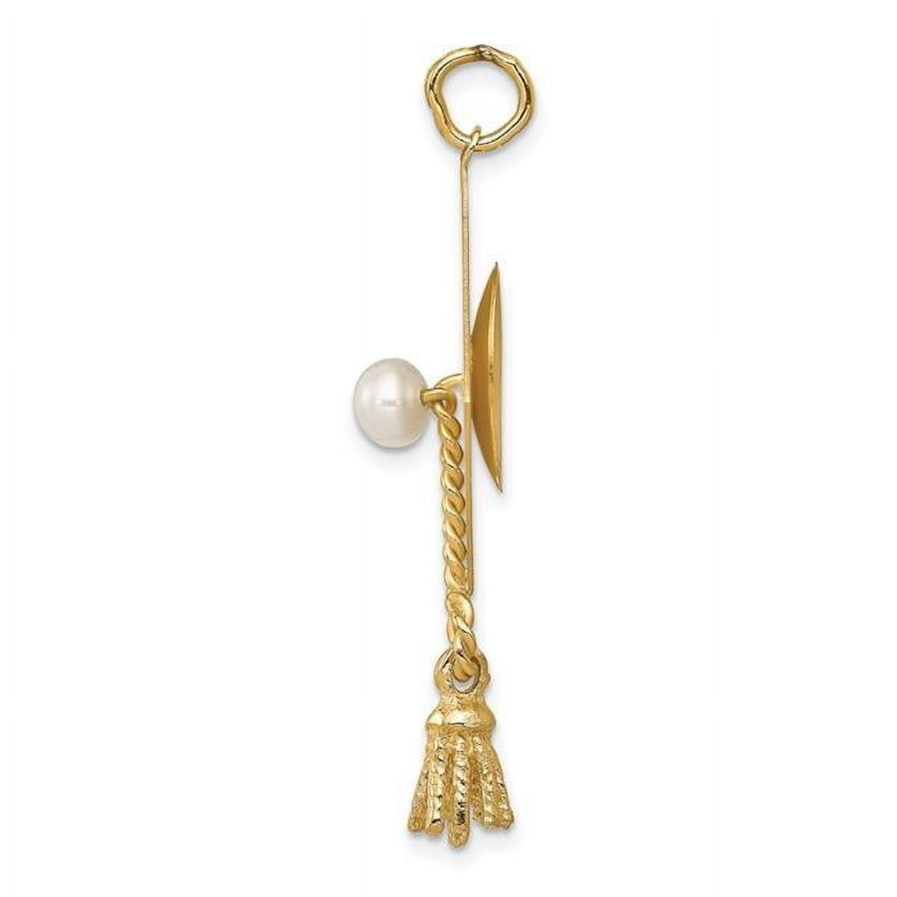 Graduation Cap Pear Finest Gold 14K Yellow Gold Graduation Cap with FW Cultured Pearl Charm ...