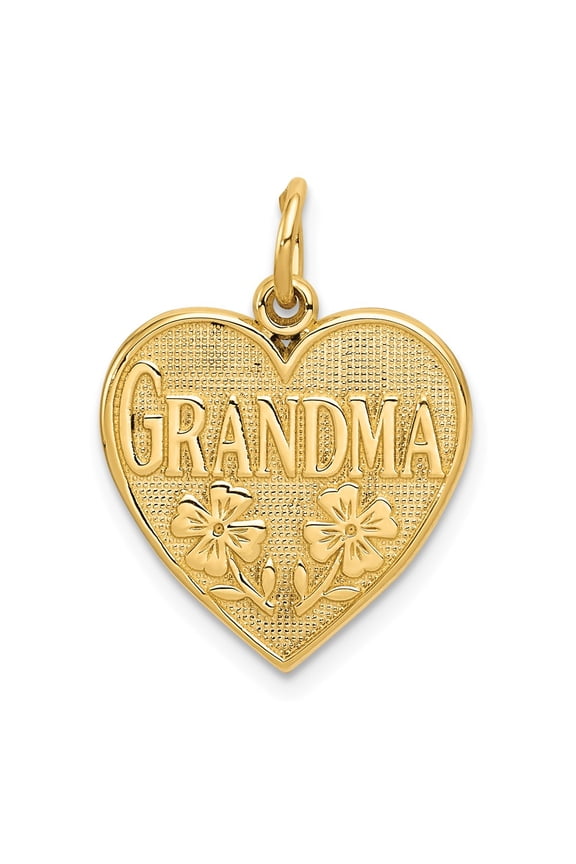 14k Yellow Gold Grandma Heart Charm