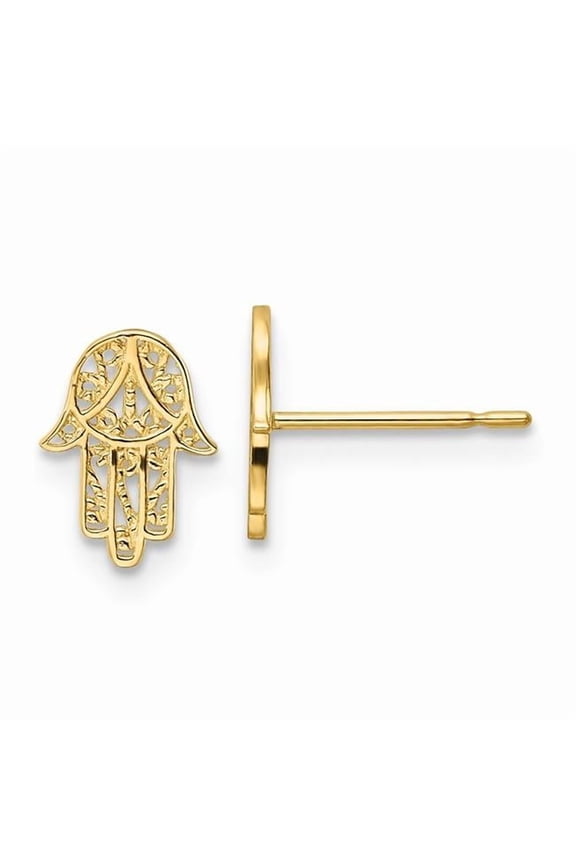 Finest Gold 14K Yellow Gold Hamsa Post Earrings