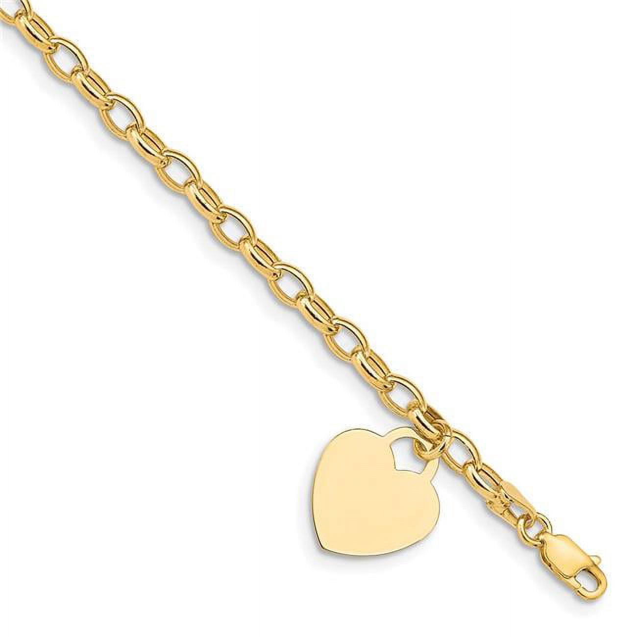 7.5 Six Heart Dangling Charm Bracelet in 14K Yellow Gold - Sam's Club