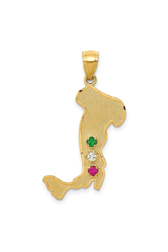 14k Yellow Gold Boot Italy with Emerald, Ruby, C.Z Stones Pendant